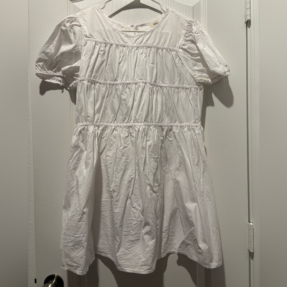 Glamorous White Tiered Puff Sleeve Sundress